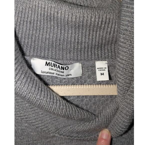 Murano Collezione‎ sweater Sz M gray 100% murano wool cable knit Italian yarn - Picture 3 of 7